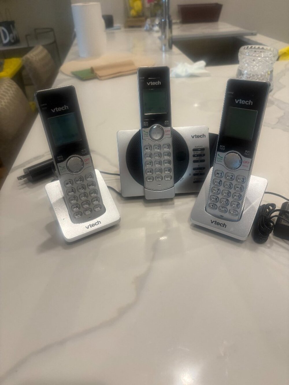 VTech Cordless Phone with 3 Handsets Big Buttons Large Backlit Display